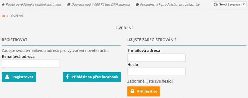 Přihlášení do eshopu